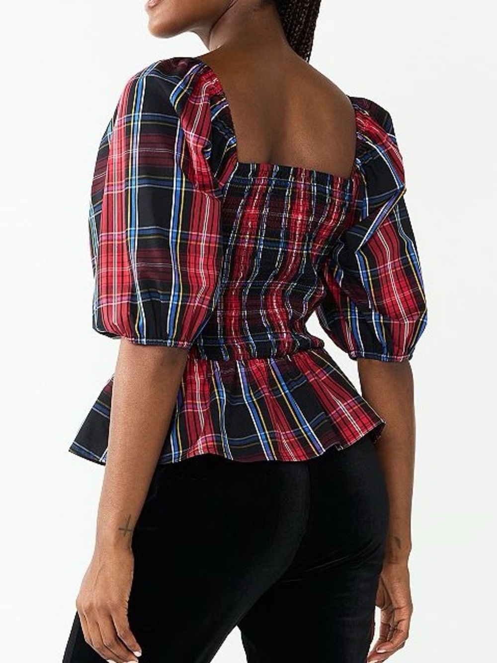 DRAPER JAMES RSVP Elbow Puff Sleeve Smocked Peplum Top - Picture 2 of 9
